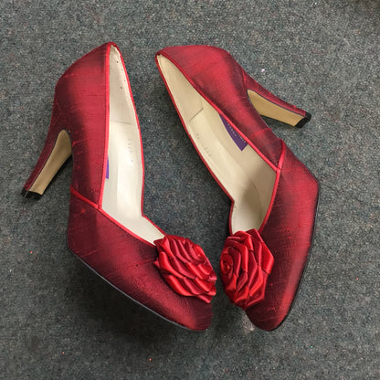 BNIB Helen Bateman Dolly Rose Ruby Red Heeled Shoes Size 35