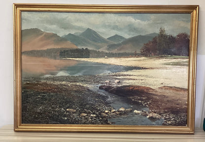 Arthur Terry Blamires Oil Painting of Calfclose Bay and Causey Pike Derwentwater 1984
