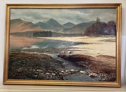 Arthur Terry Blamires Oil Painting of Calfclose Bay and Causey Pike Derwentwater 1984