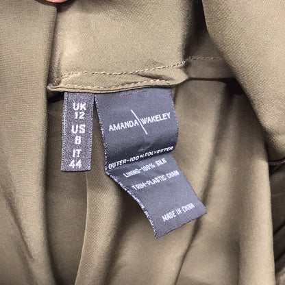 Amanda Wakeley Olive Green Drape Dress w/Separate 100% Silk Lining Dress Size 12