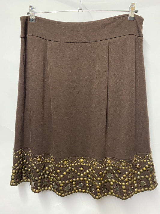 MaxMara Studio Brown Wool Embellished Skirt 50