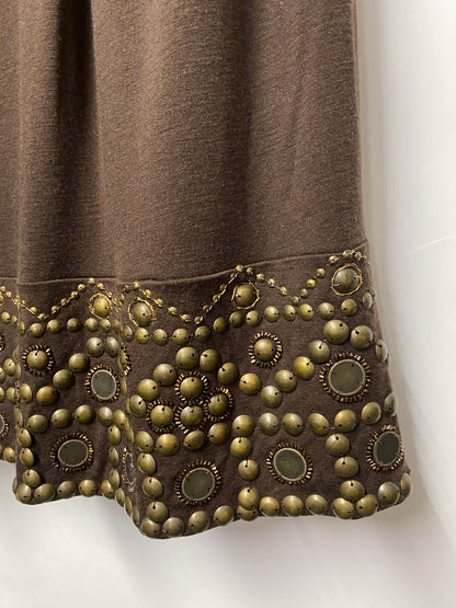 MaxMara Studio Brown Wool Embellished Skirt 50