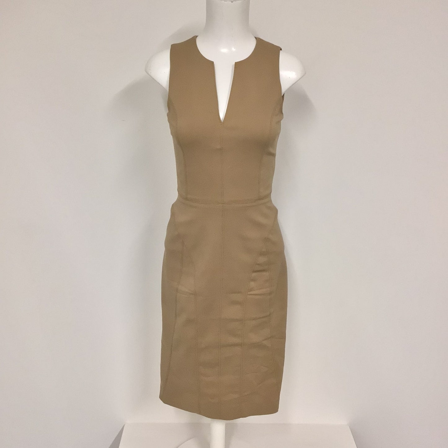 DKNY Beige V Neck Midi Dress Size XS (Size 2 on label)