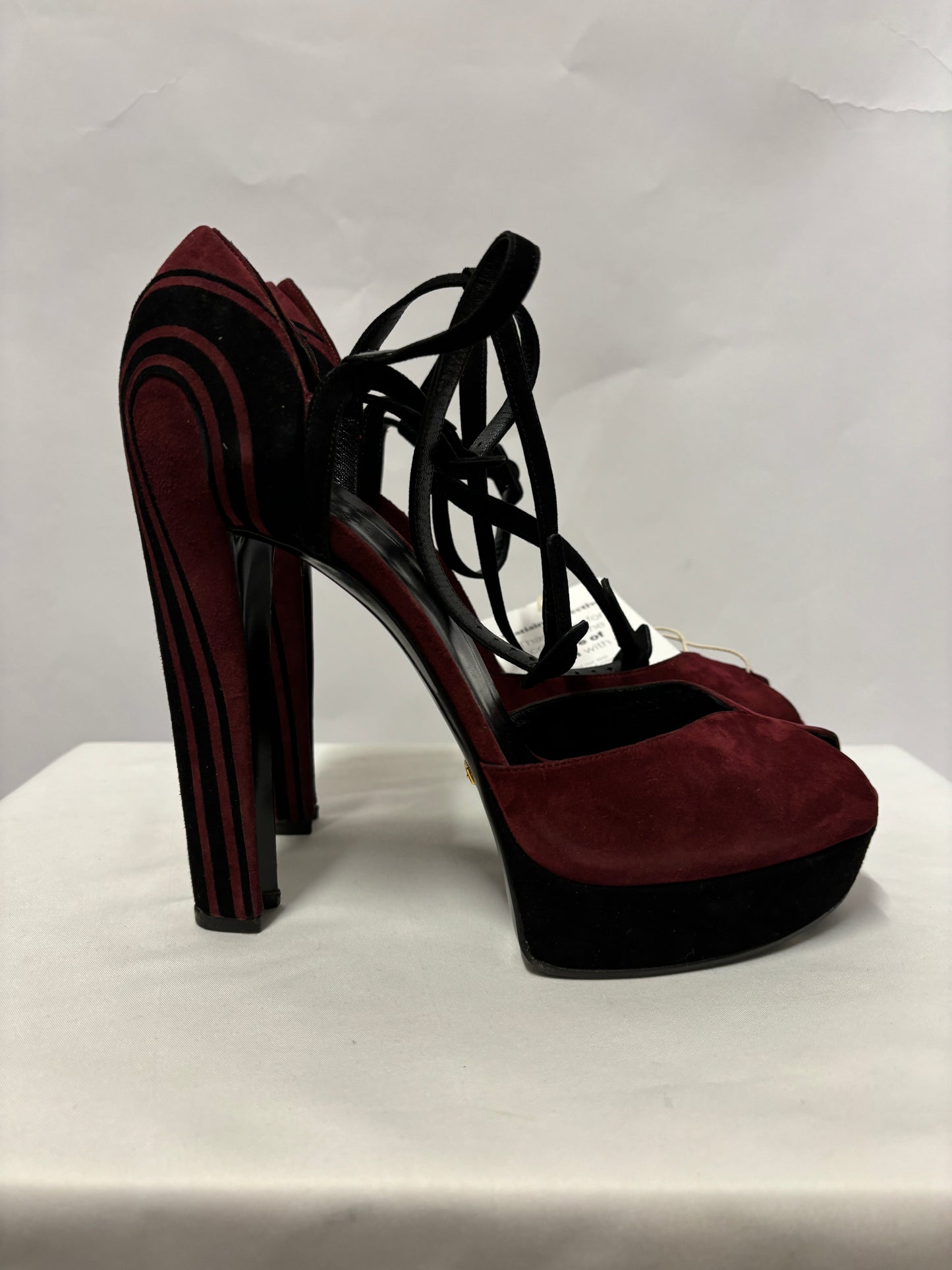 Gucci Burgundy and Black Platform Heels 40/7