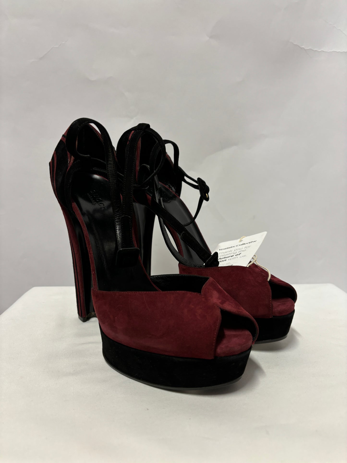 Gucci Burgundy and Black Platform Heels 40/7