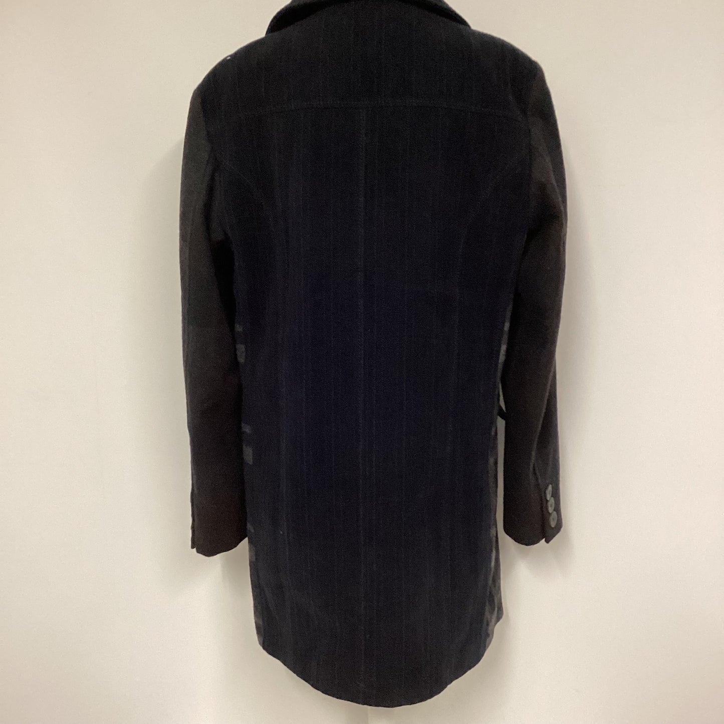 Desigual Grey Navy Checked 100% Cotton Double Breasted Coat Size 52