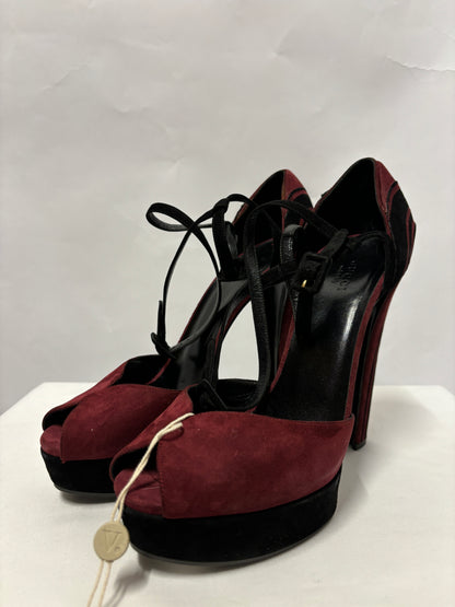 Gucci Burgundy and Black Platform Heels 40/7