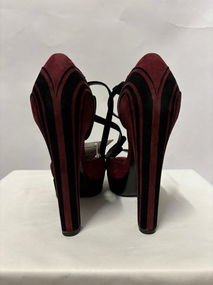 Gucci Burgundy and Black Platform Heels 40/7