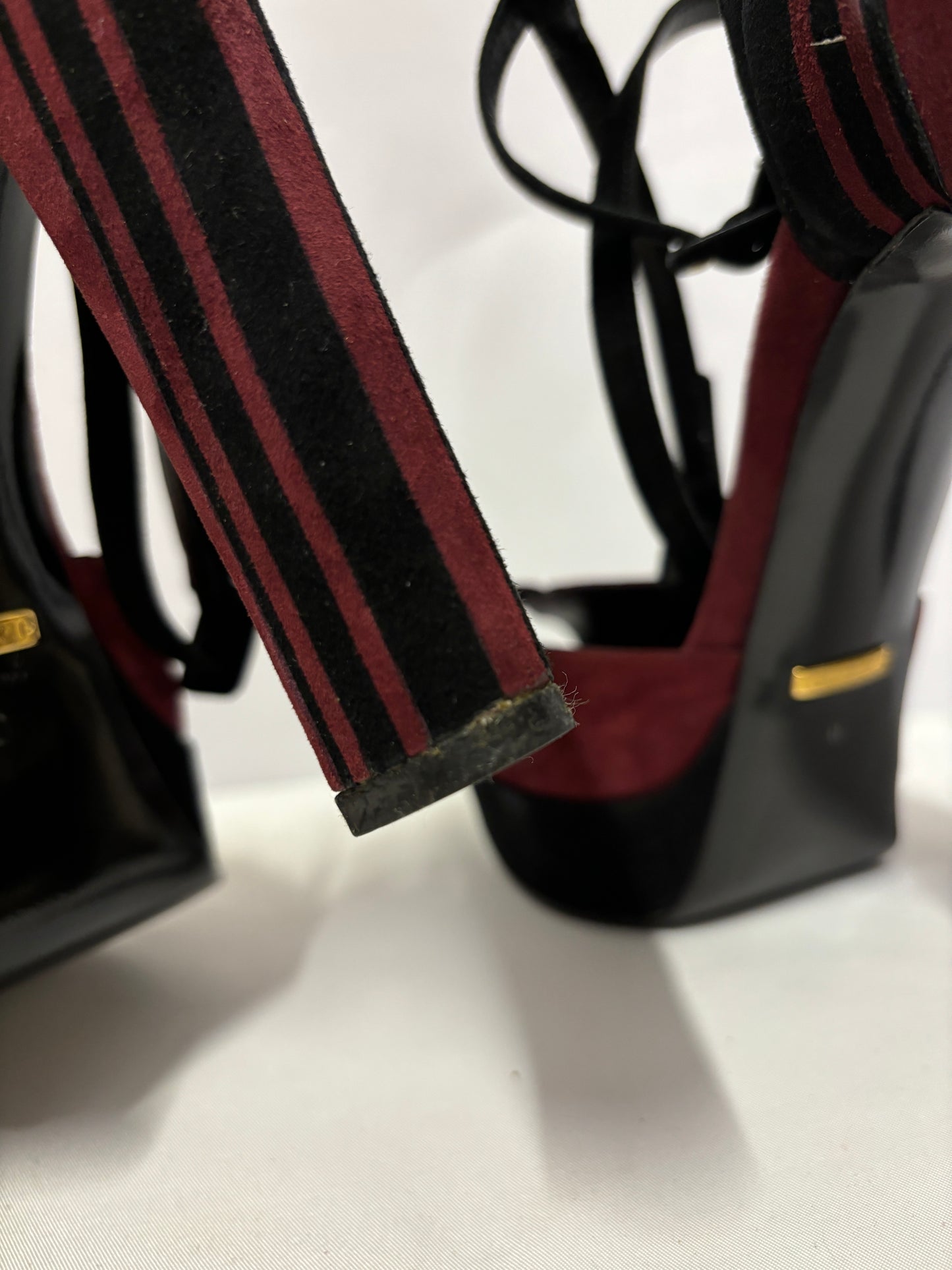 Gucci Burgundy and Black Platform Heels 40/7