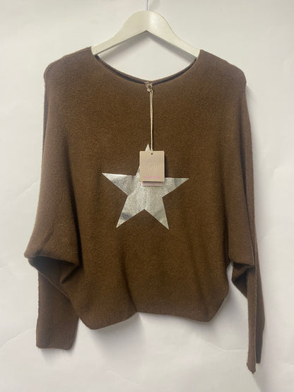 SuDar BaBe Brown Batwing Star Jumper BNWT