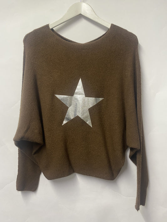 SuDar BaBe Brown Batwing Star Jumper BNWT