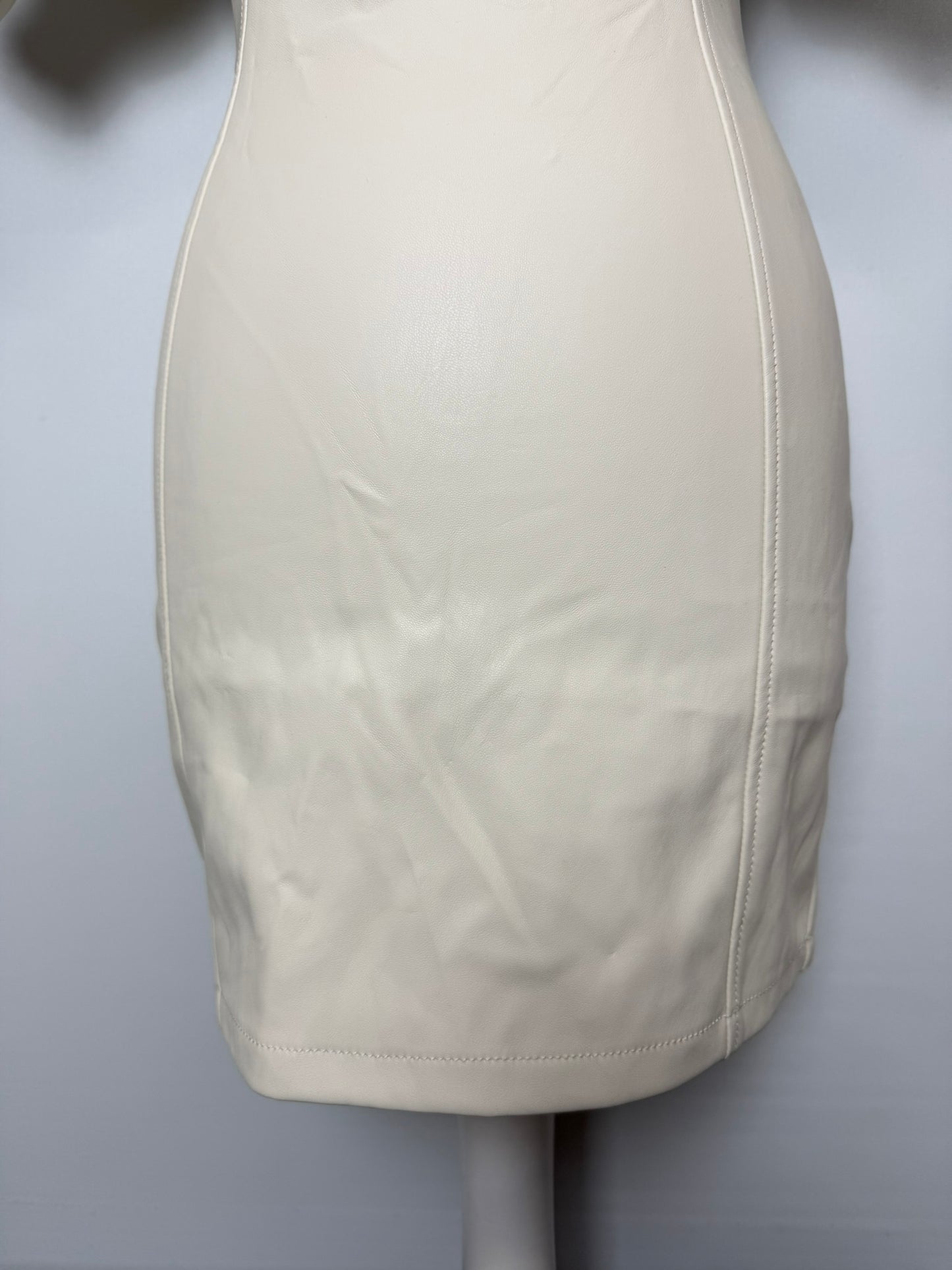 BNWT Miss Selfridge Cream Faux Leather Mini Dress Size 6