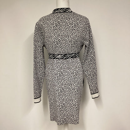 Ted Baker Black & White Leopard Long Cardigan Size 3