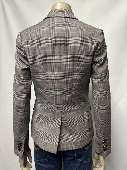 L.K.Bennett Grey and Pink Wool Blend Tailored Blazer X-Small