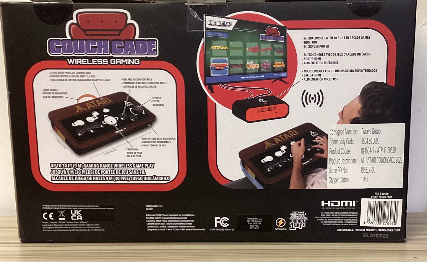 Arcade1Up Atari 10-in-1 Couch Cade - 30ft Wireless Range Home Arcade