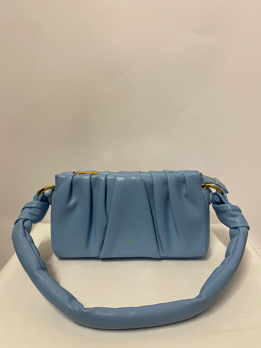 JW PEI Baby Blue Ruched and Padded Faux Leather Handbag