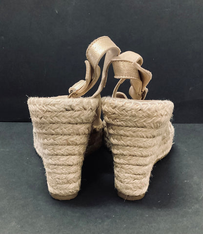 BNWT Jigsaw Gold Leather and Raffia Wedge Sandals size 7