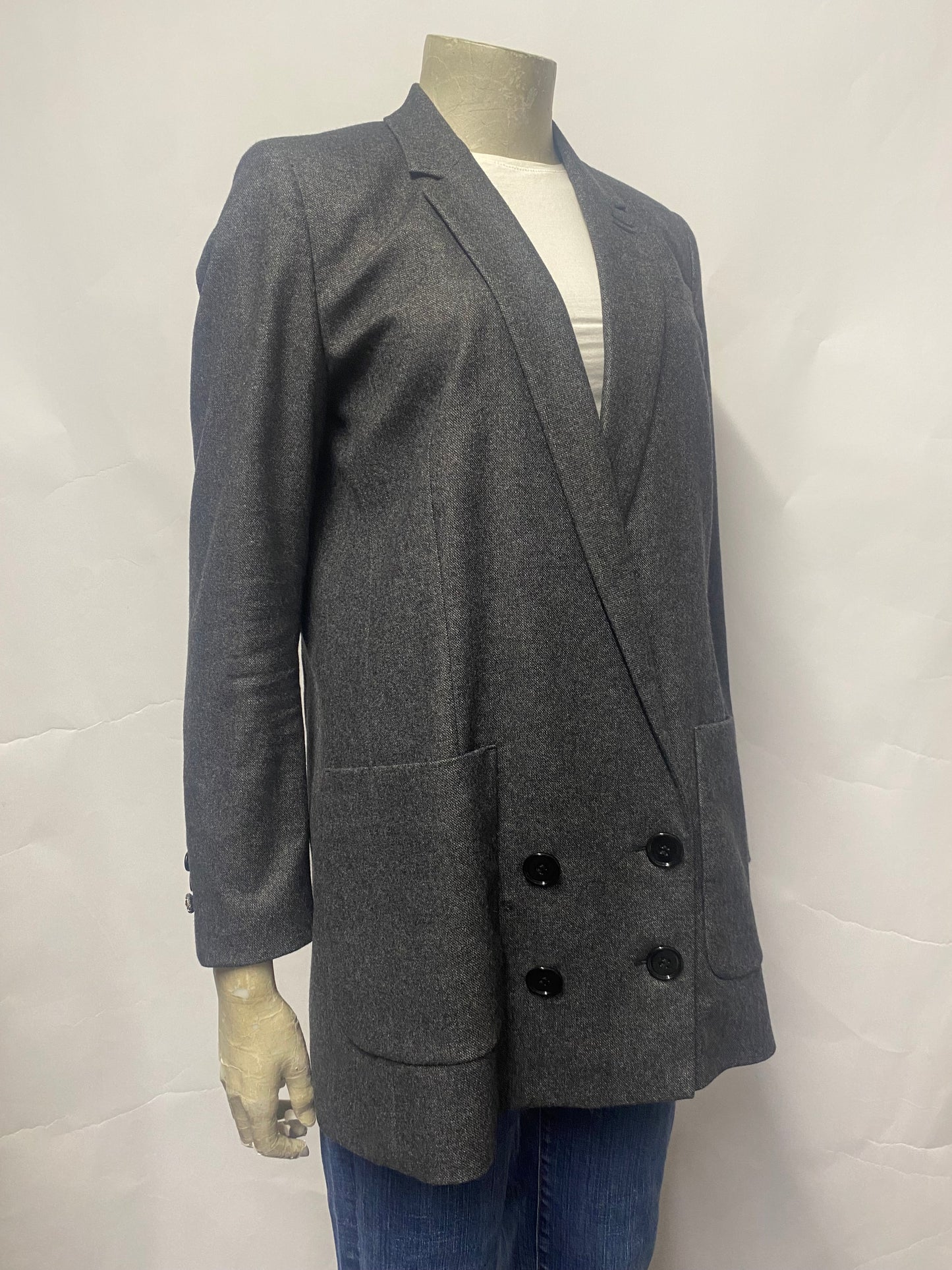 The Kooples Grey Wool Blend Double Breasted Blazer 36/8