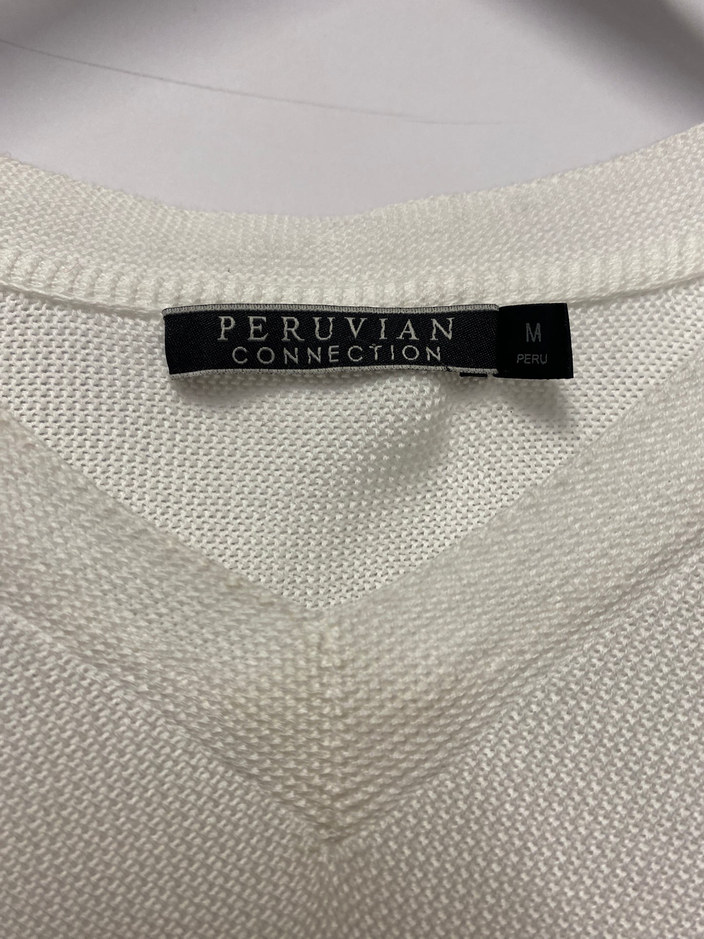 Peruvian Connection White Cotton Vest M