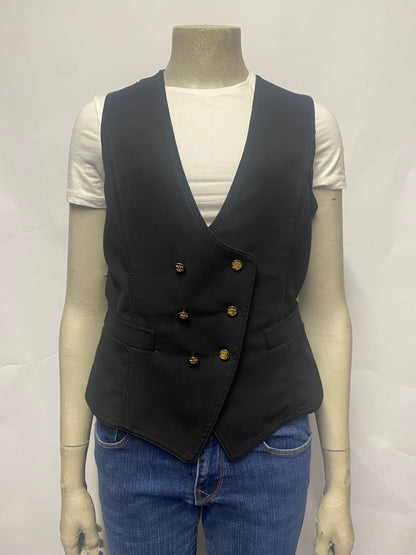 Dolce and Gabbana Black Wool Double Breasted Waistcoat 42/10