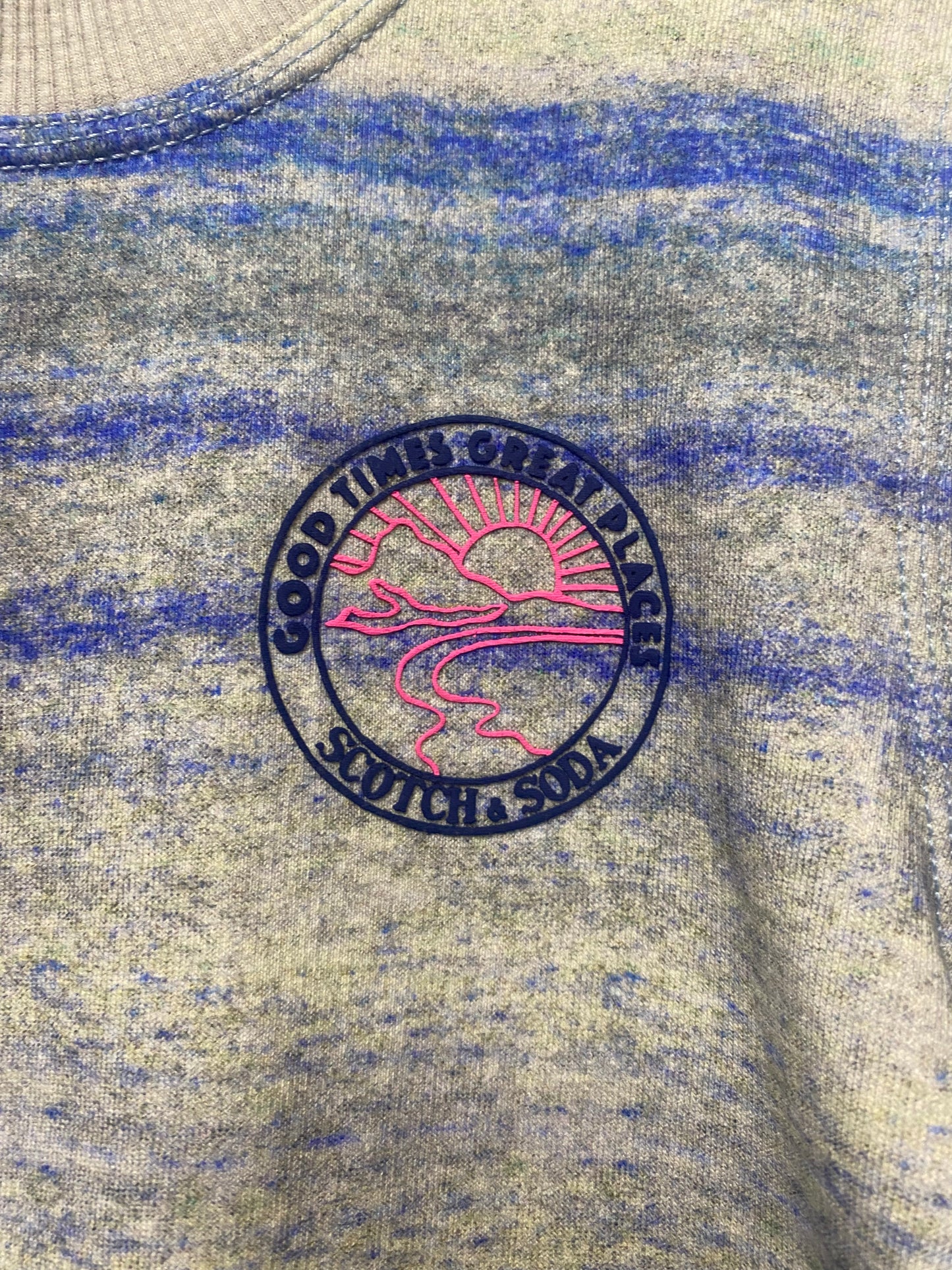 Scotch & Soda Kids Grey and Blue Stripe Sweatshirt 10 Years BNWT