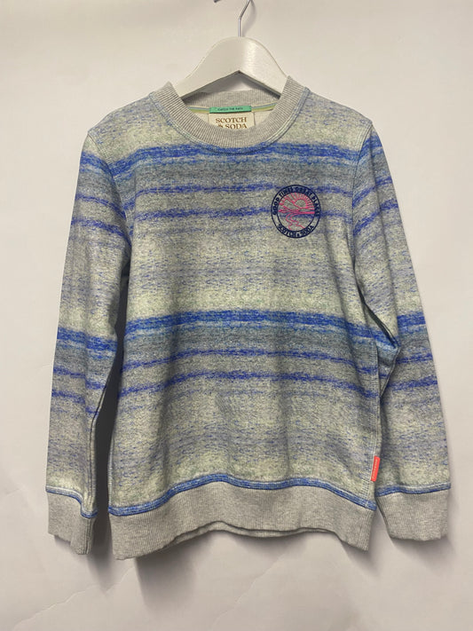 Scotch & Soda Kids Grey and Blue Stripe Sweatshirt 10 Years BNWT