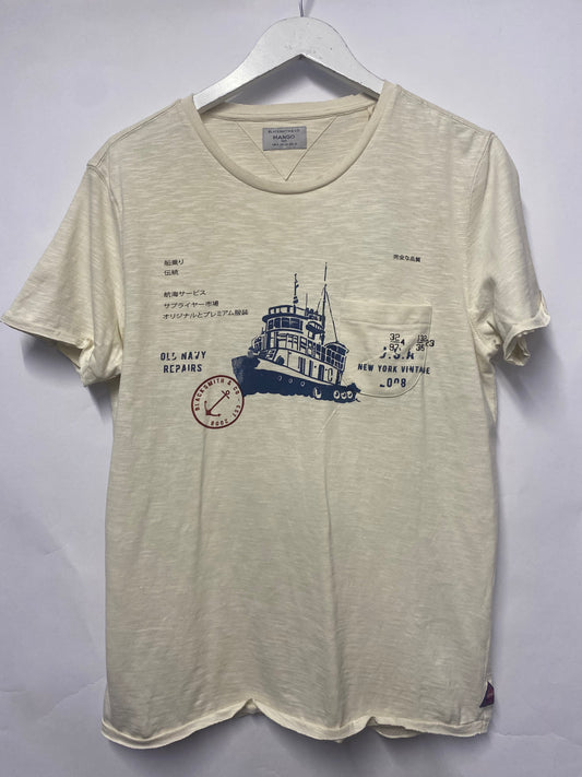 Mango Cream Graphic T-shirt Small BNWT