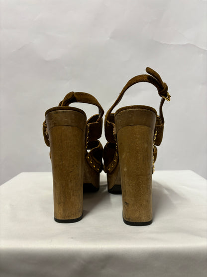 Miu Miu Tan Suede Platform Heels 36.5