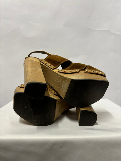 Miu Miu Tan Suede Platform Heels 36.5