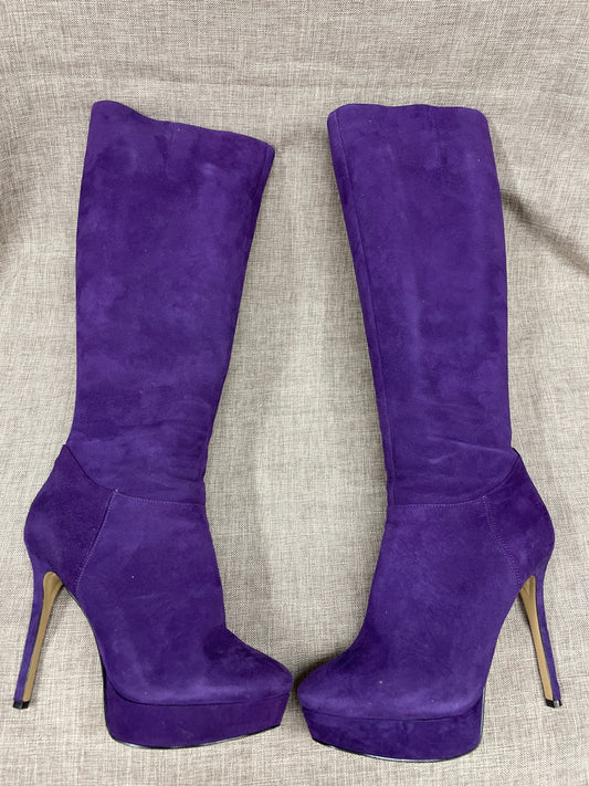 Nine West Purple Suede Thigh Heigh Platform Heeled Boots  US 8.5 UK 7