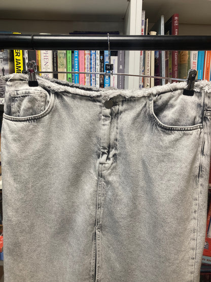 AllSaints Grey Denim Renai Pencil Skirt Size 14