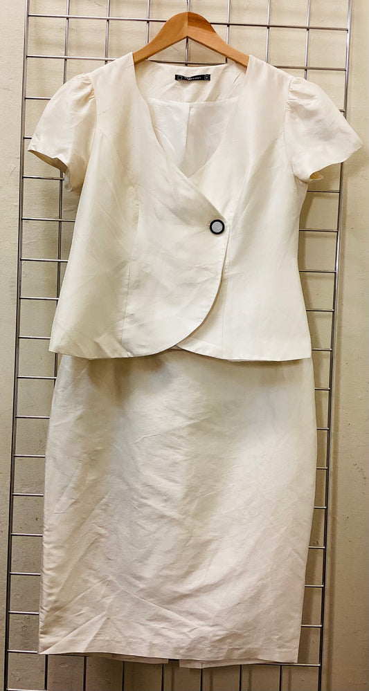 Raxevsky Cream Silk Skirt Suit size M