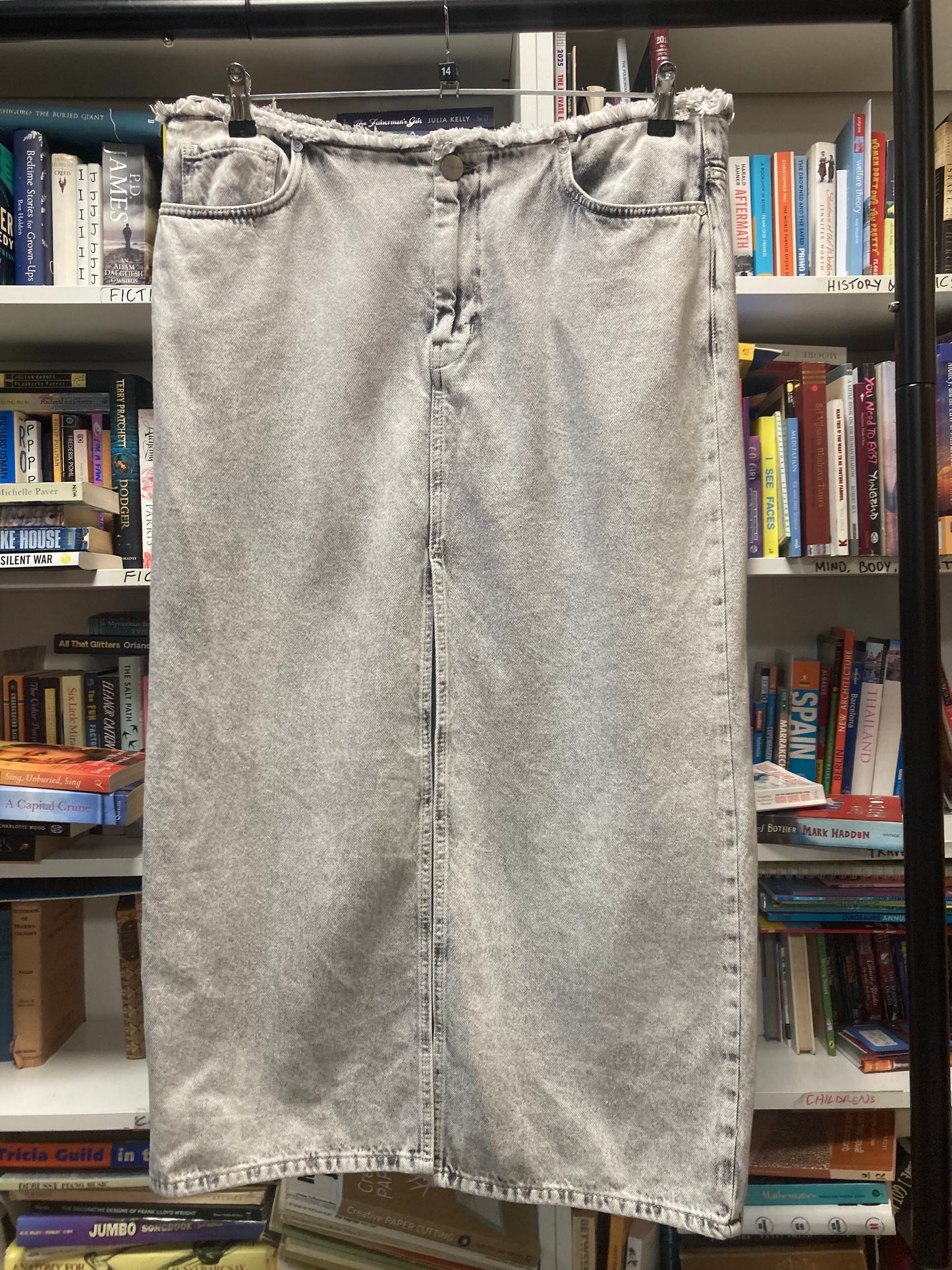 AllSaints Grey Denim Renai Pencil Skirt Size 14