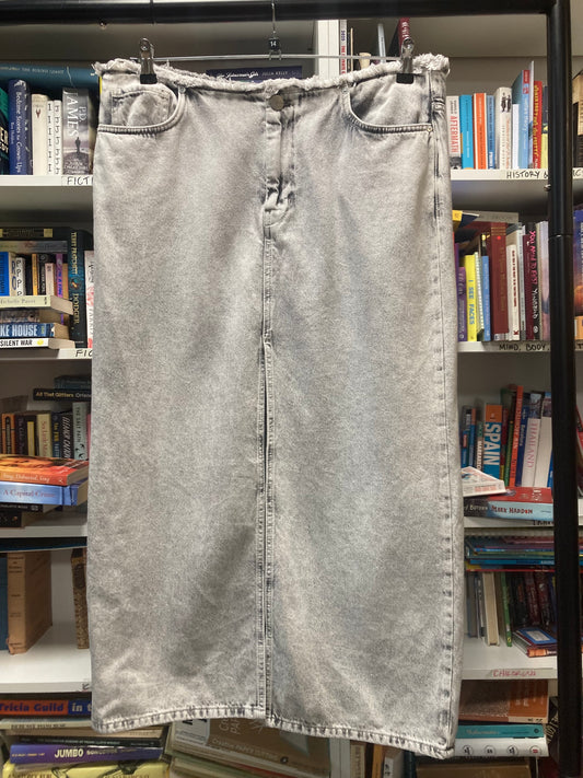 AllSaints Grey Denim Renai Pencil Skirt Size 14
