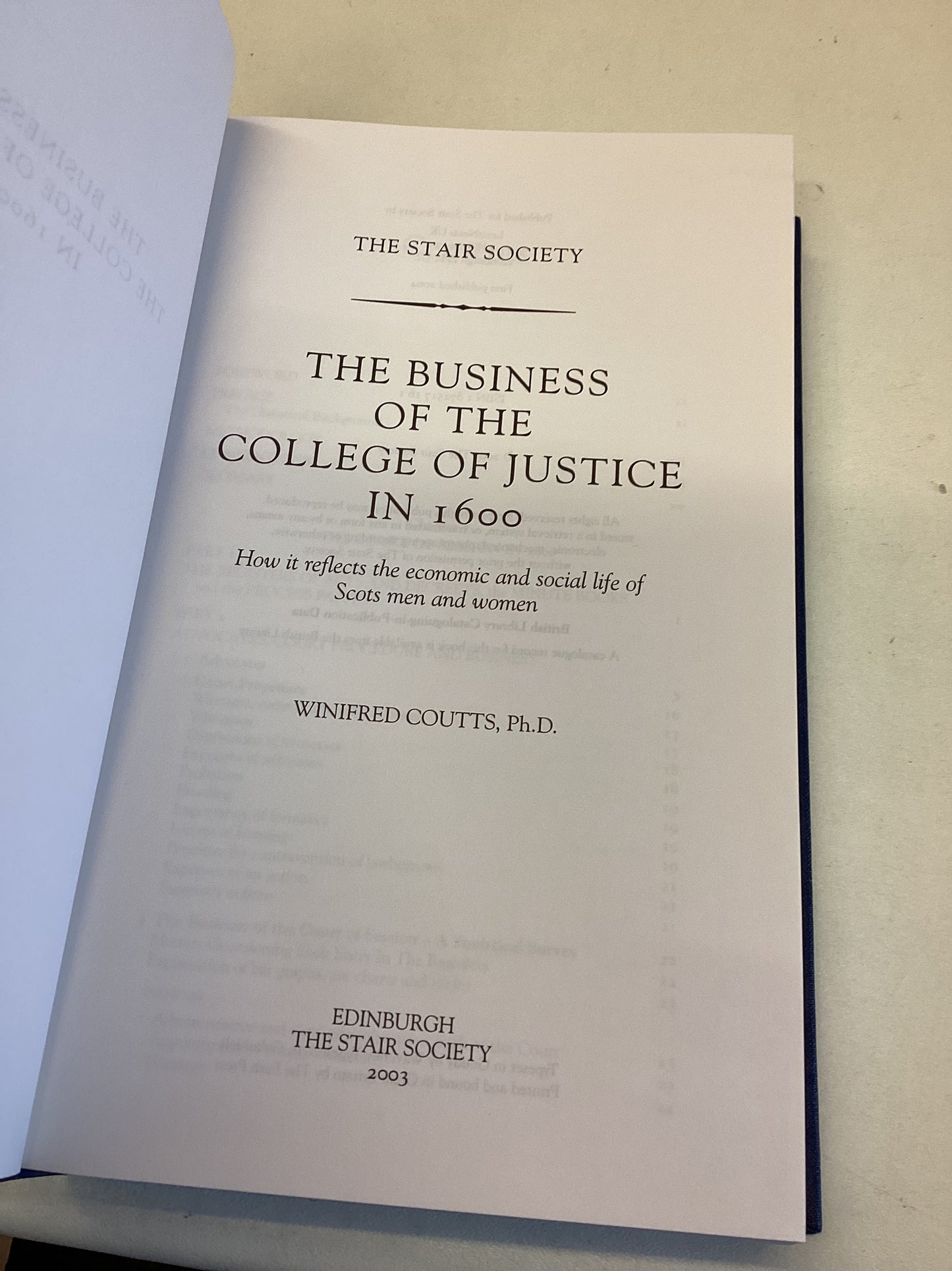 The Stair Society The Business of The College of Justice in 1600 No 50
