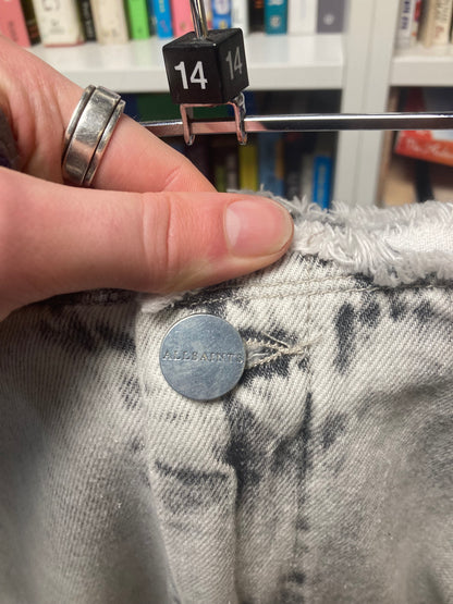 AllSaints Grey Denim Renai Pencil Skirt Size 14