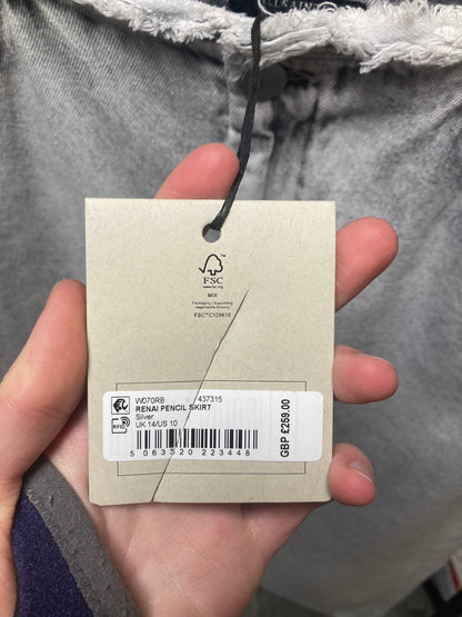 AllSaints Grey Denim Renai Pencil Skirt Size 14