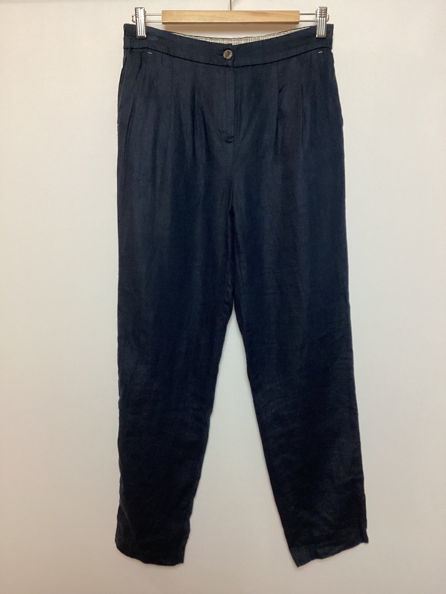 White Stuff 100% Linen Dark Navy Trousers Size 8