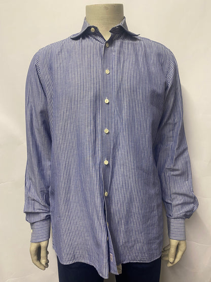 Eton of Sweden Blue Stripe West Indian Sea Island Cotton Shirt 17/43