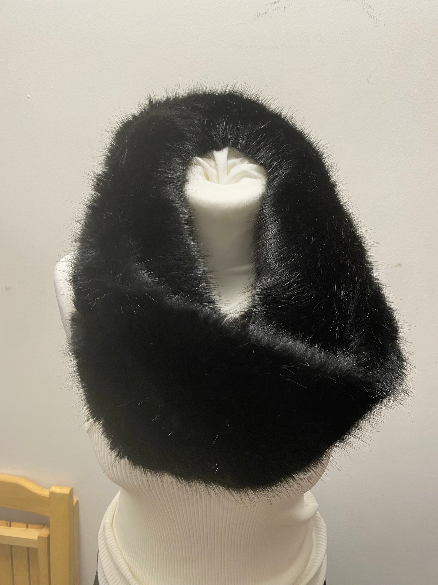 Faux Fur Snood Scarf Black Luxurious Dune London