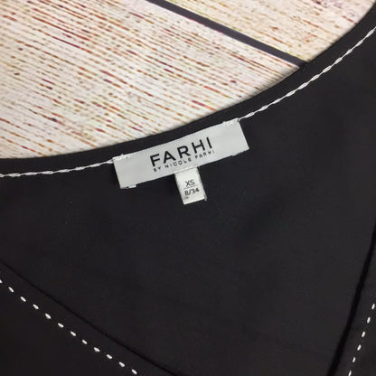 Farhi Black Sleeveless Top w/White Hem Detail Size XS
