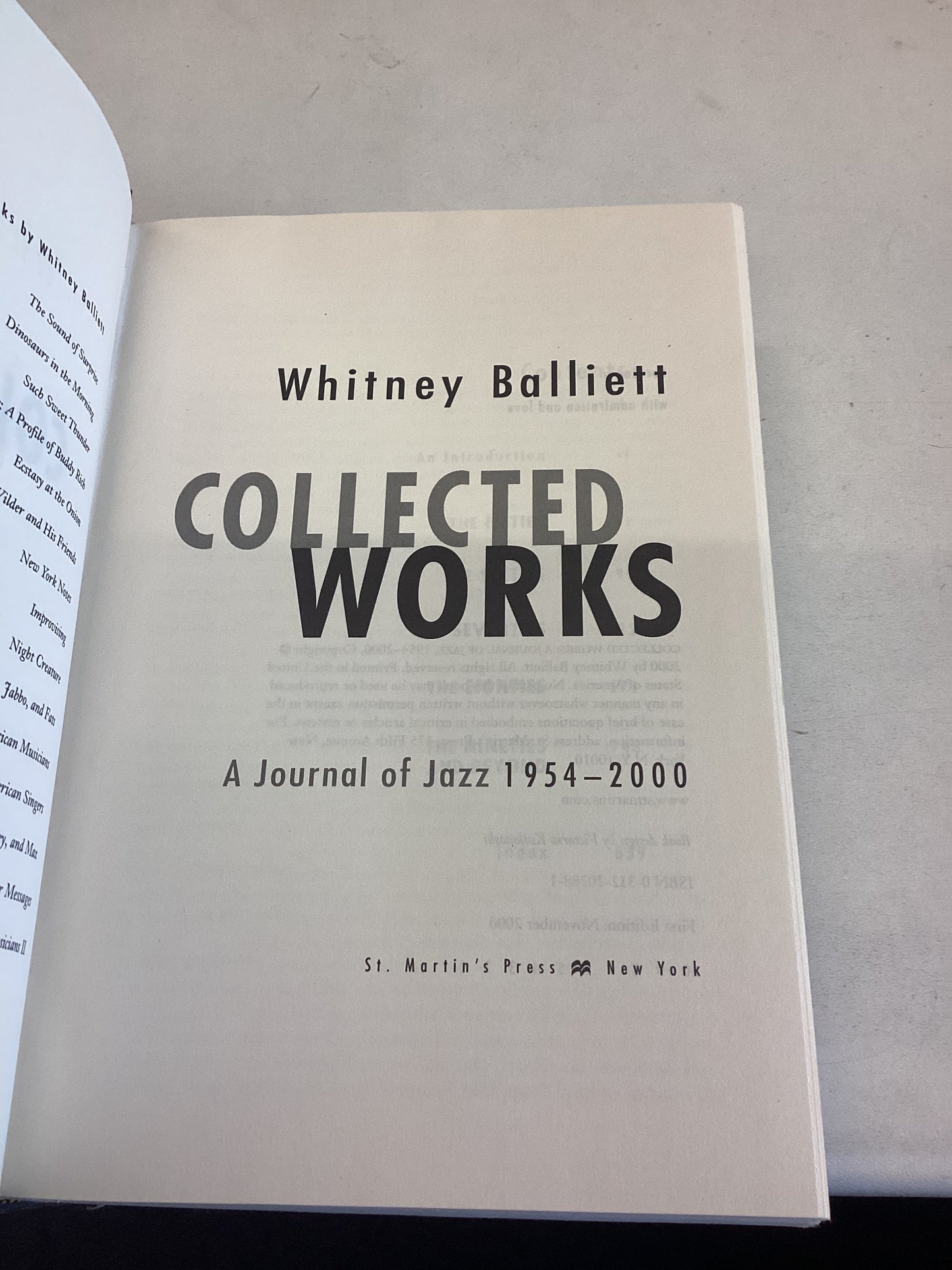 Collected Works A Journal of Jazz 1954-2000 Whitney Balliett