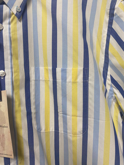 Samuel Windsor White, Yellow and Blue Short Sleeved Cotton Shirt XL BNWT