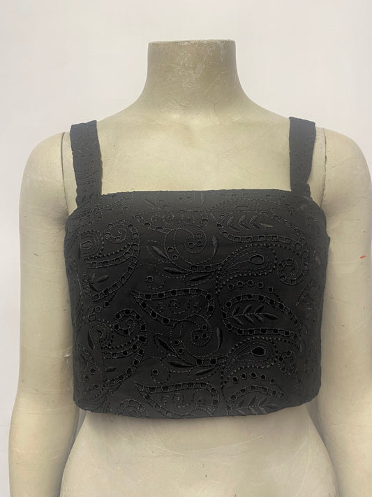 Three Graces Black Lace Crop Top XS