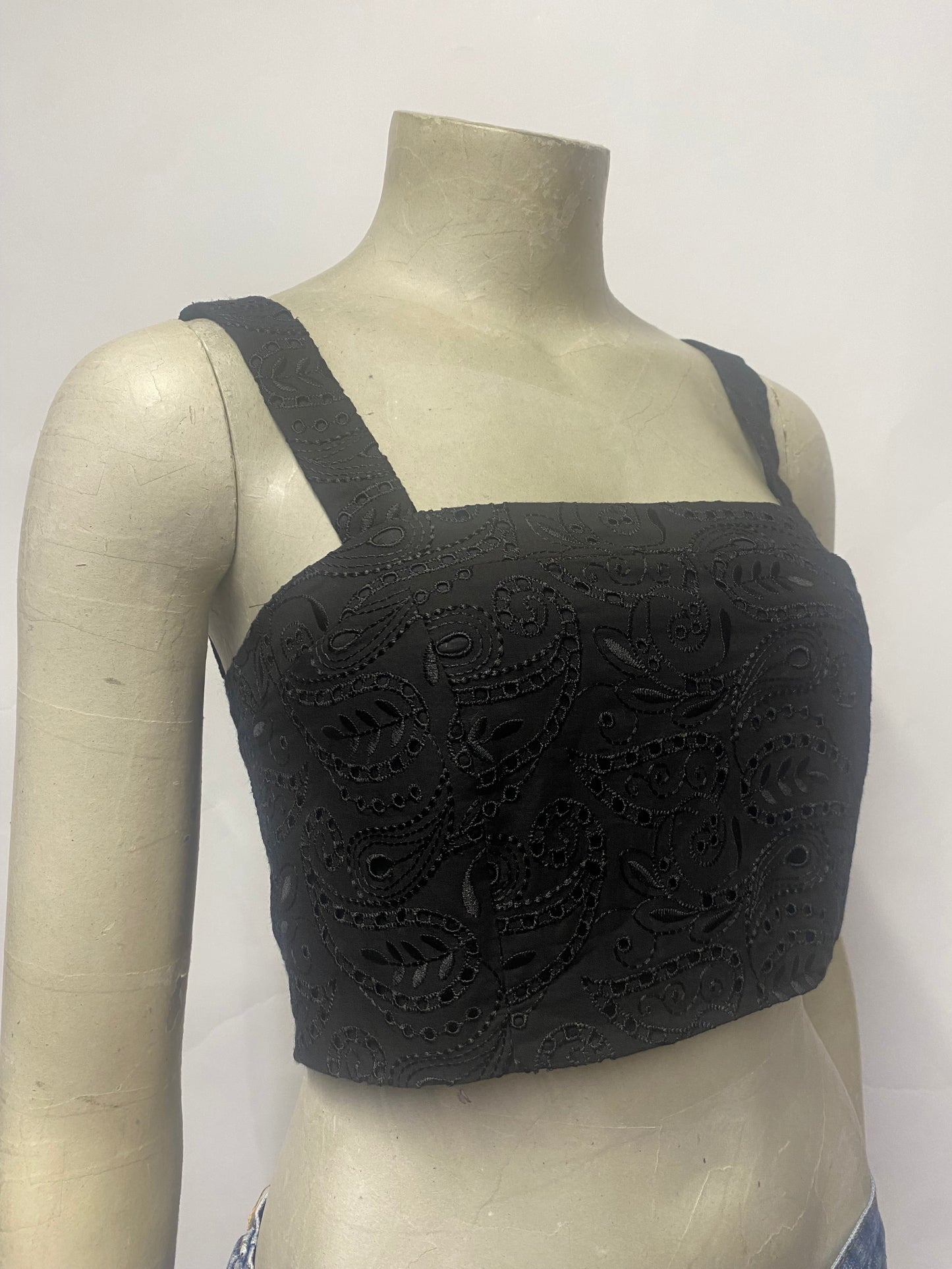 Three Graces Black Lace Crop Top XS