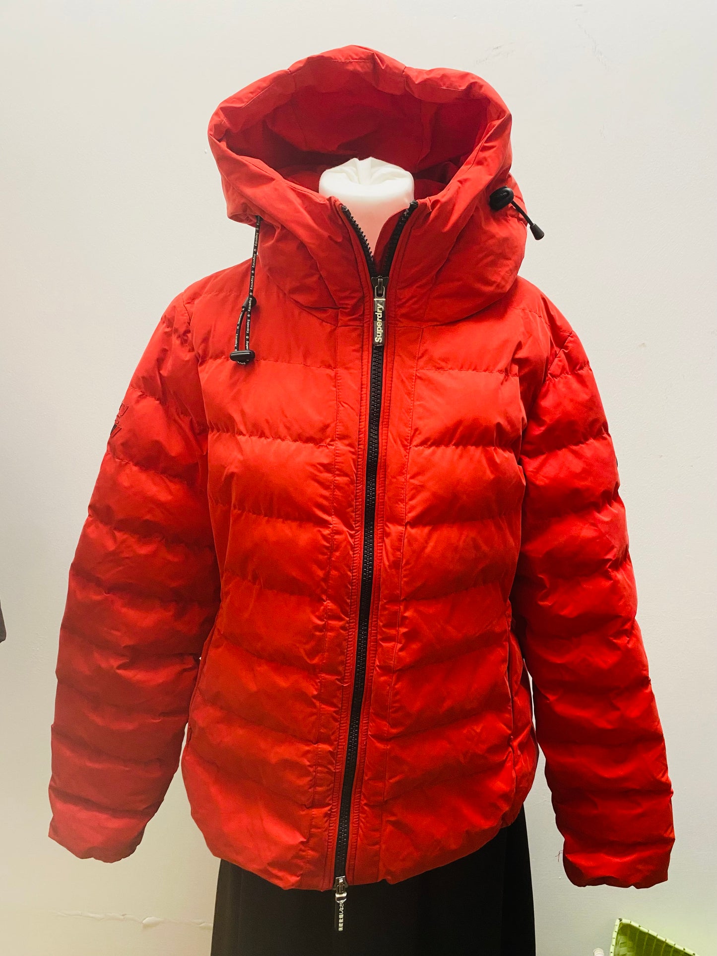 SuperDry Jpn Ladies Puffer Jacket Red Micro Fibre Size 16