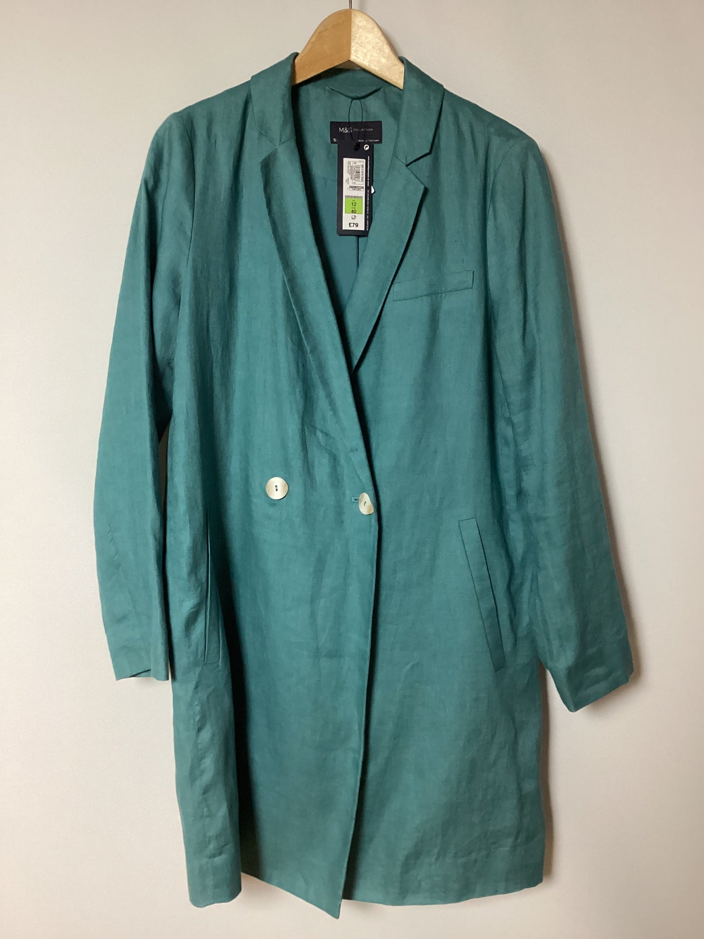 BWNT M&S 100% Linen Peacock Jacket Size 12