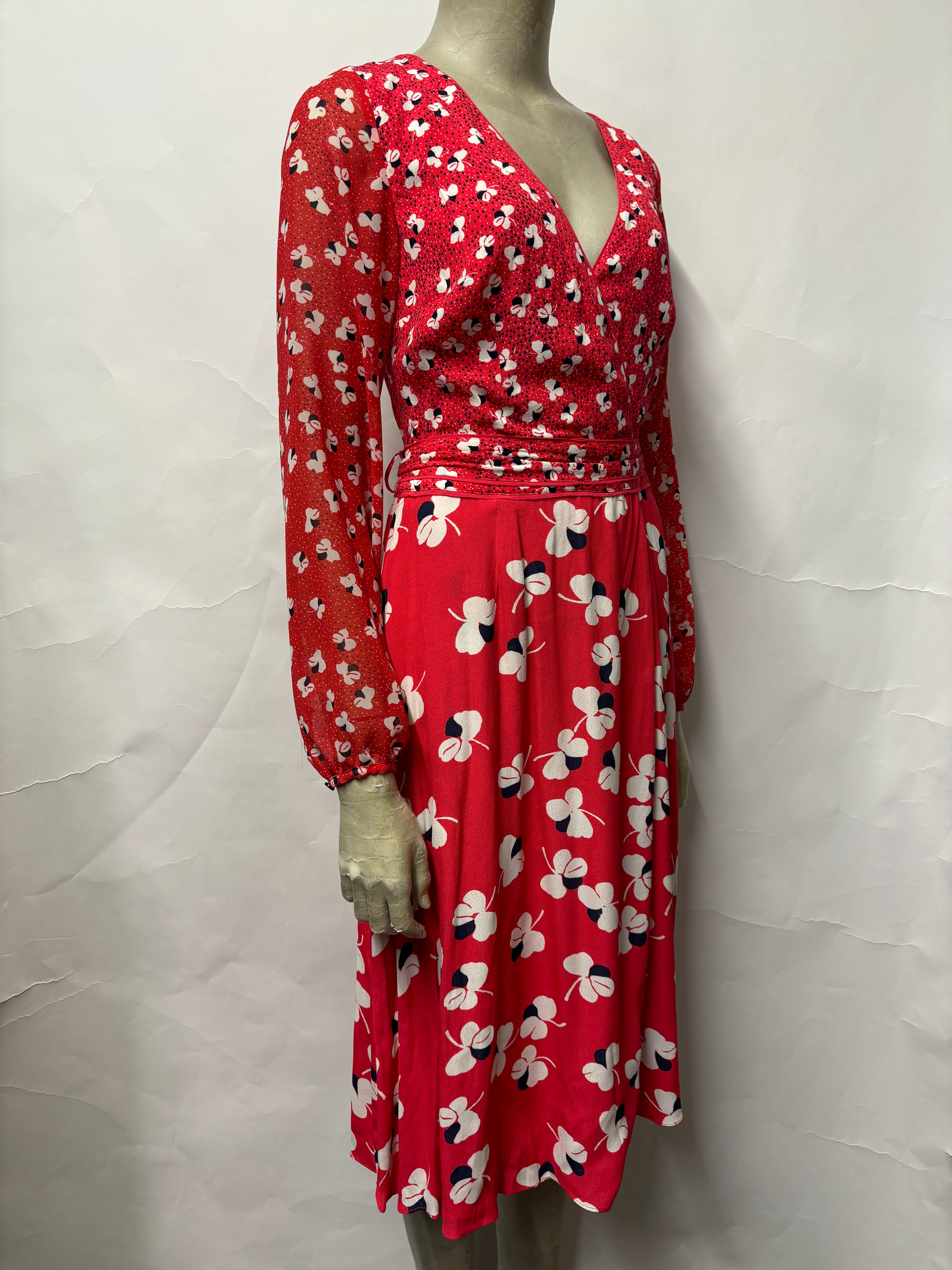 Boden Pink Floral Wrap Style Long Sleeve Mid Length Dress 8L BNWT Shop for Shelter