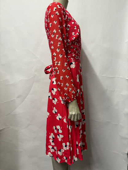 Boden Pink Floral Wrap Style Long Sleeve Mid Length Dress 8L BNWT