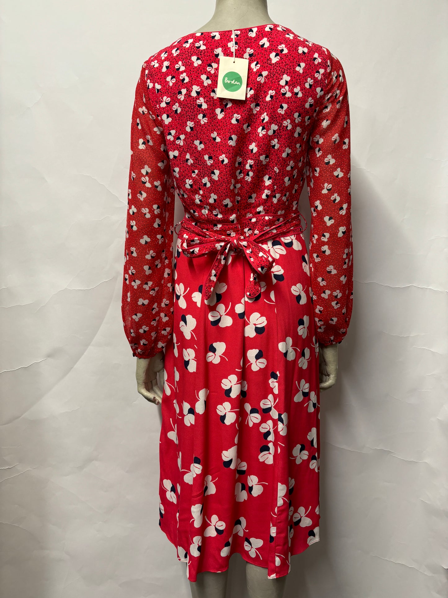 Boden Pink Floral Wrap Style Long Sleeve Mid Length Dress 8L BNWT